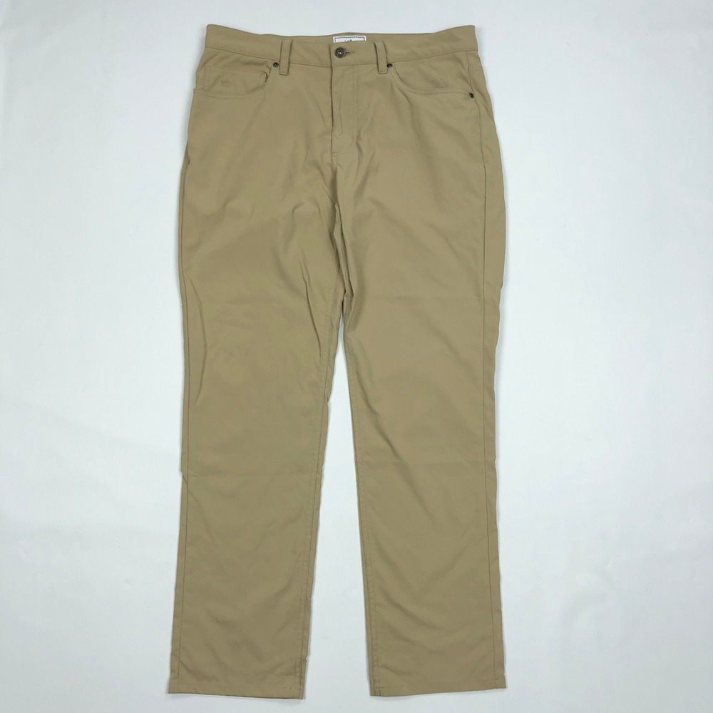 Southern Tide Mens 33x30 Performance 5-Pocket Pants Khaki Tan Nylon Stretch
